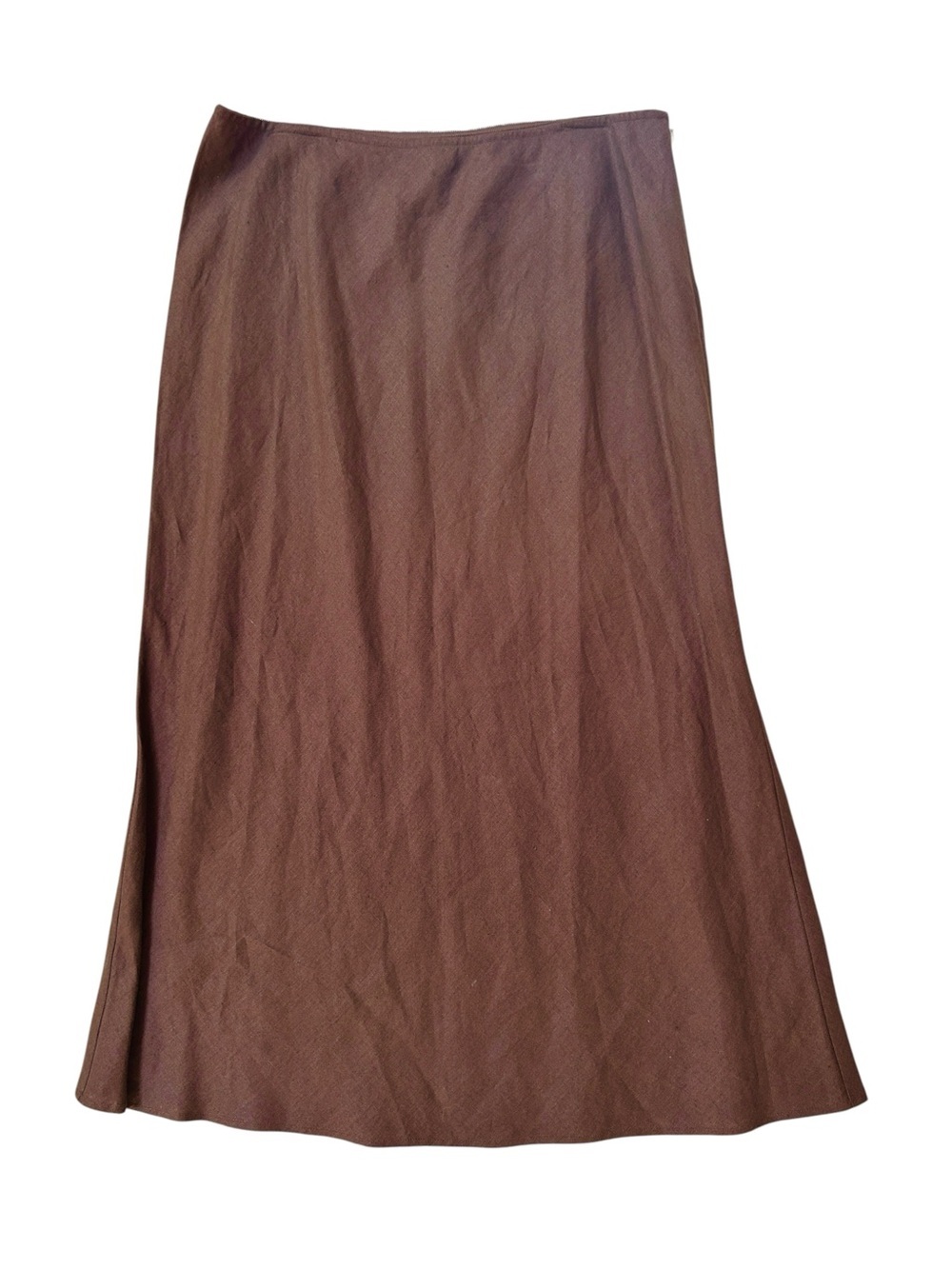 Lands’ End 100% Linen Brown Midi Skirt A-Line Fall Skirt Lagenlook Size 14 - Picture 4 of 9